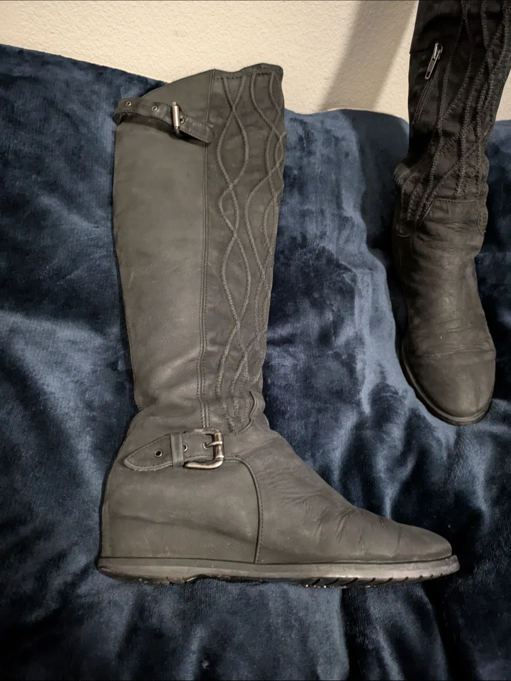 Women's Over-the-Knee Black Riding Boots with Buckle Detail